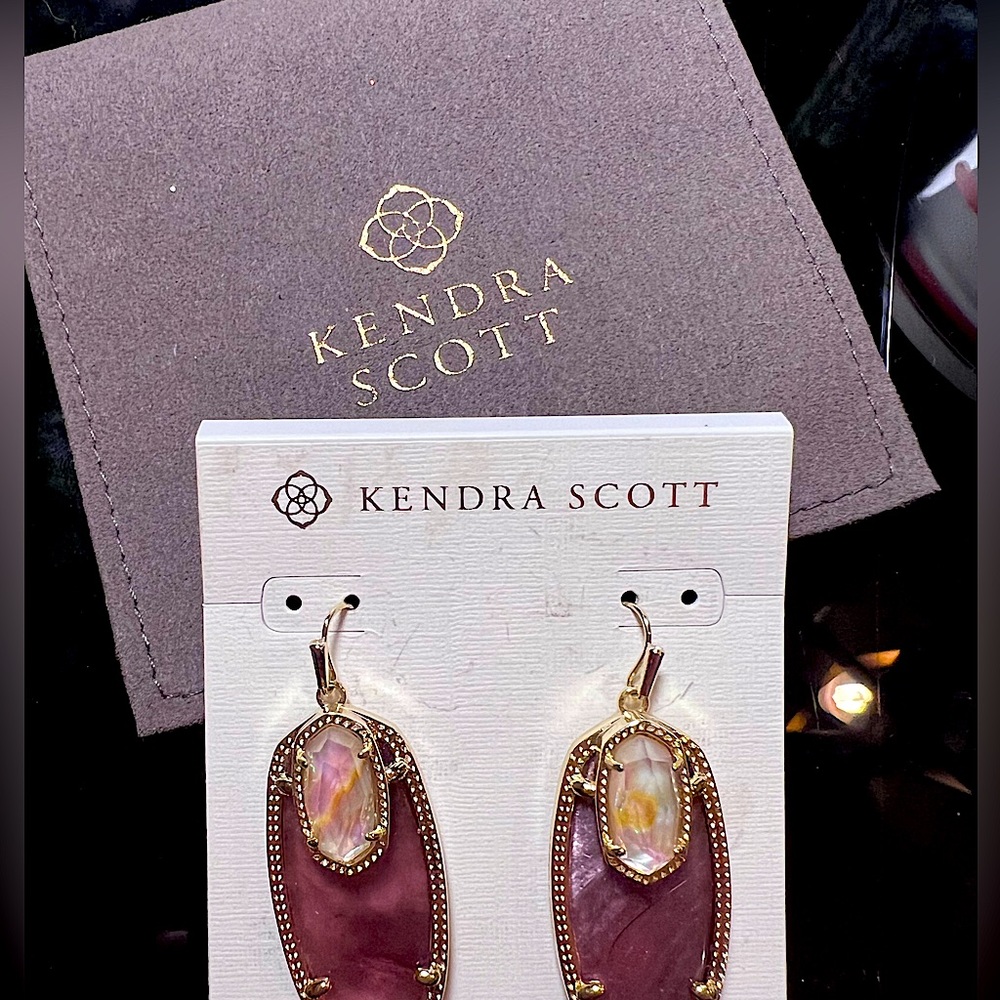 Kendra Scott Emmy earrings purple mother of pearl and dichroic